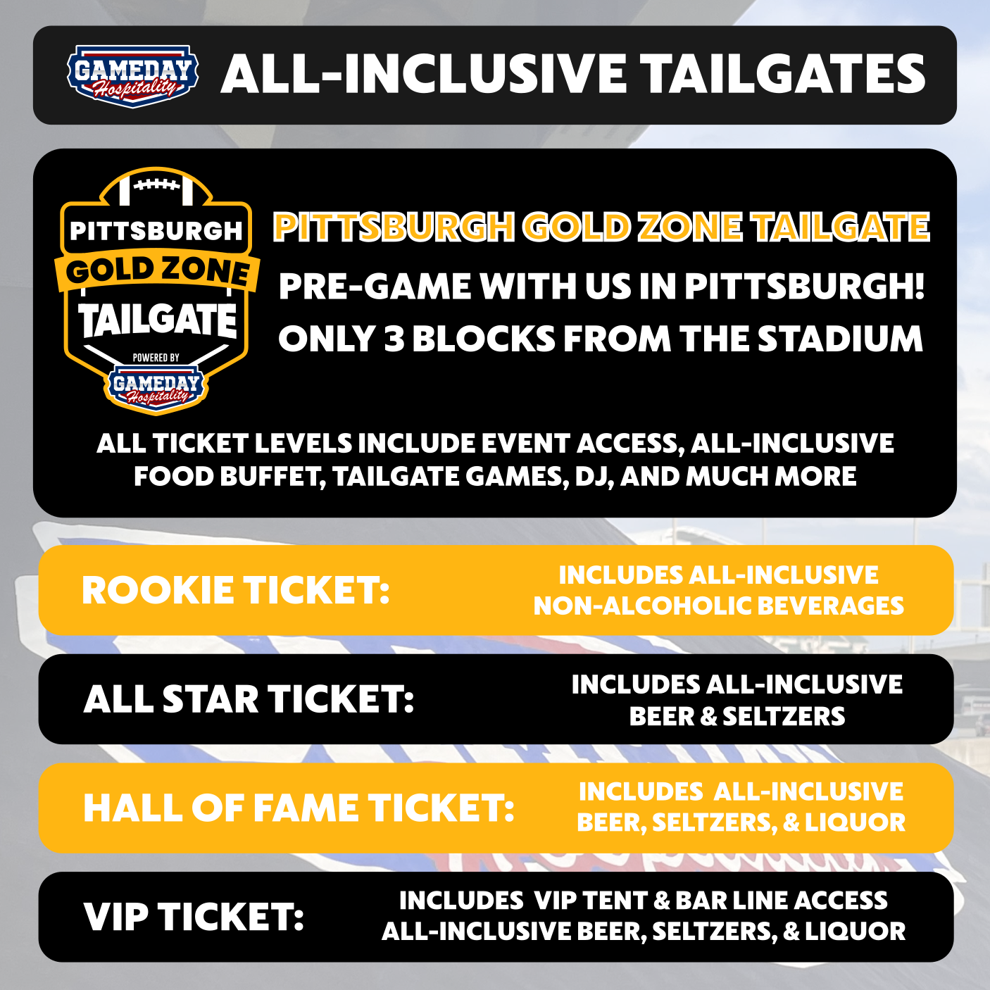 Gameday Hospitality - Pittsburgh Map